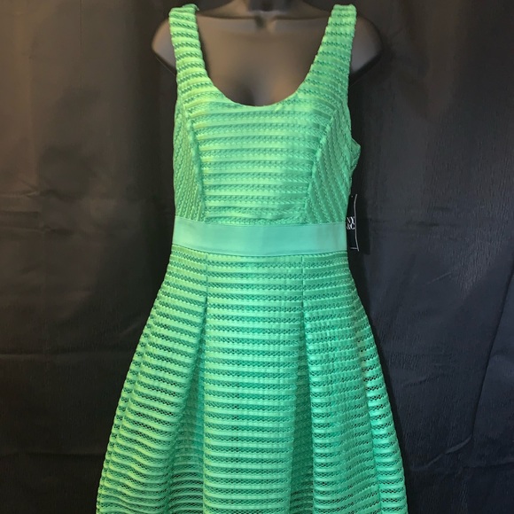 green tea length dress